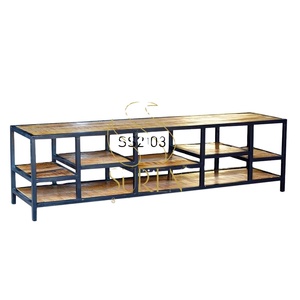 Indian Designer's Handcrafted <b>Vintage</b> Wooden Iron <b>TV</b> <b>Unit</b> Solid Industrial Furniture for Farmhouse Home Hotel Resorts Living - Product Image 1