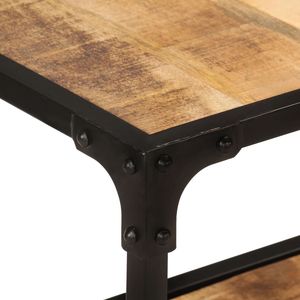 Meuble TV en bois de manguier massif avec support en fer thermolaqué, couleur bois naturel moyen - Product Image 4