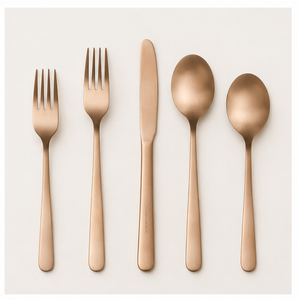 Matte Rose Gold Cutlery Set Stainless Steel Flatware Set for Wedding & Hotel Modern Satin Finish Knife Fork <b>Spoon</b> Silverware - Product Image 5
