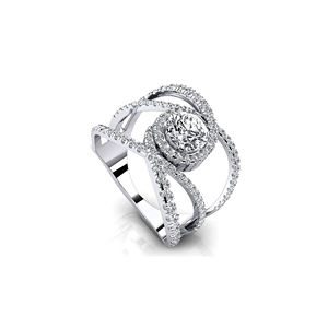 Bague unisexe de luxe en or 14 carats avec diamant de laboratoire taillé de 1 carat (6,5 mm), certifié IGI, design croisé unique, bijoux fins - Product Image 2