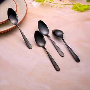 <b>Small</b> 304 Stainless Steel Tea Spoons Eco-Friendly Gold Plated Matte Black Set of 4 for Commercial Use in Hotels Food Service - Product Image 3