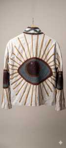 Chaqueta de Terciopelo Bordada para Mujer, Manga Larga, Frente Abierto, Patrón Suzani, Motivo de Ojo, Estilo Festivo - Product Image 6