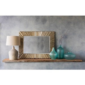 Sunburst Textured Wall <b>Mirror</b> – Luxury Rectangular Decorative Gold <b>Frame</b> <b>Mirror</b> for Living Room & Home Decor - Product Image 3
