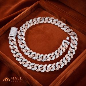 Moissanite Cuban Link <b>Chain</b> Necklace Rose Gold Plated <b>Iced</b> <b>Out</b> Hip Hop <b>Chain</b> for Men Women Engagement Anniversary Luxury Jewelry - Product Image 2
