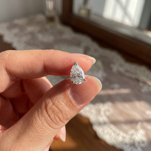 Pendientes de Diamantes Cultivados en Laboratorio con Corte de Pera, Ródio, Oro Sólido de 14K, Color Blanco E, Certificación IGI, Clásicos para Compromiso, para Mujer - Product Image 3