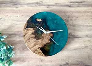 Epoxy Resin Wood Wall Clock Handmade Live Edge Wooden Clock Housewarming Gift - Product Image 2