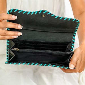 La más nueva cartera occidental de girasol de cuero con herramientas a mano, Cartera de mano de cuero genuino, Cartera de teléfono y tarjeta de crédito de piel de vaca personalizada para mujer - Product Image 6