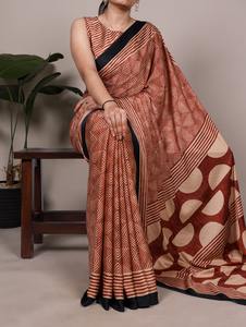 Sari en satin de soie mat exclusif pour occasions spéciales, avec fonction de séchage rapide, style décontracté, fabriqué en Inde à bas prix - Product Image 4