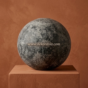 Vase sphérique artisanal en céramique noire rustique Pelota S, pot décoratif pour table, vente en gros - Product Image 5