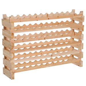 Elegante Portabottiglie in Legno per 72 Bottiglie, Design Antico, Finitura in Legno Naturale, Impilabile, per Cucina, Cantina, Sala da Pranzo - Product Image 1