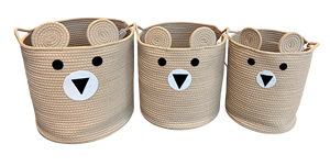 Modern Cotton Elephant Print Woven <b>Storage</b> <b>Basket</b> Organizer Bin Nursery <b>Toy</b> Holder - Product Image 2
