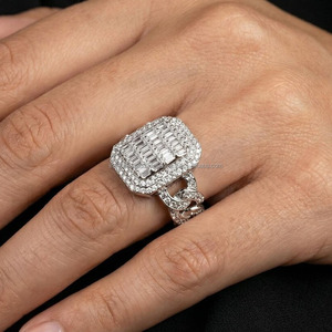 Fully <b>Iced</b> Out Baguette & Round Cut Cluster Moissanite Diamond Men's Hip Hop Engagement Wedding <b>Ring</b> 925 Sterling Silver Jewelry - Product Image 5
