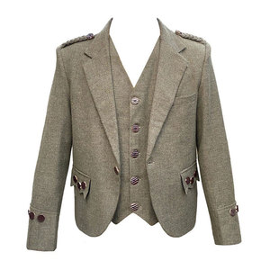 Veste écossaise en laine verte à motif Argyle pour homme, veste kilt, gilet écossais, best-seller OEM ODM - Product Image 1