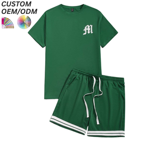 Ensemble deux pièces décontracté en coton tricoté respirant pour homme – T-shirt et short – Idéal pour l'été – Prise en charge OEM/ODM pour la personnalisation de logo et la fourniture aux marques - Product Image 3