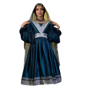 Robe afghane décontractée pour femmes, respirante, écologique, anti-rides, avec dentelle, fermeture éclair, couleur unie, longueur maxi, robes naturelles - Product Image 4