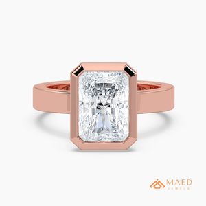 แหวนหมั้นเพชรโมอิสซาไนต์ทรงเหลี่ยมมรกต ทองคำขาว 14K ประดับขอบแบบ Bezel แหวนแต่งงานสุดหรู ของขวัญสำหรับผู้หญิง สหรัฐอเมริกา - Product Image 1