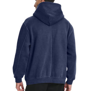 Sudadera con capucha de algodón mezclado con efecto ácido, la más vendida, para hombre, ropa de invierno personalizada con mangas largas, cuello con capucha y diseño liso. - Product Image 2