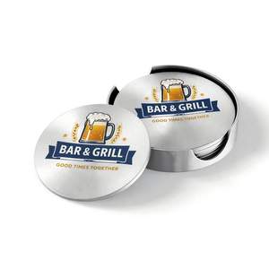 Posavasos metálicos personalizados al por mayor Jin Jumbo con logo impreso para bebidas, con soporte. - Product Image 1