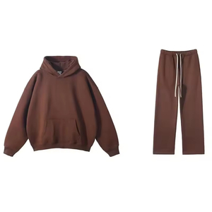 Ensemble de survêtement homme coupe ample avec pantalon large et sweat à capuche uni, 80% coton 20% polyester, style streetwear, haute qualité, fournisseur - Product Image 4