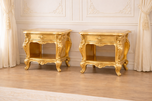 Luxury European Style Round Bed with <b>Side</b> <b>Table</b> <b>Set</b> Royal Gold Carved Teak Wood Bed <b>Set</b> Customized Bedroom Furniture Australia - Product Image 4