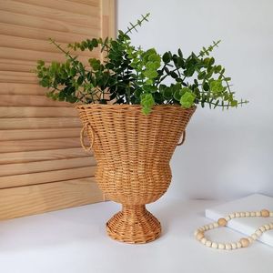 Vase Urne en Rotin Tressé Artisanal Haut de Gamme avec Pieds, Rustique, Élégant, Simple, Contemporain, Écologique, Support Décoratif pour Fleurs de Mariage - Product Image 3