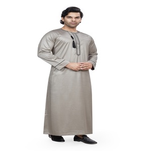 <b>Men's</b> OMANI Embroidery <b>Thobe</b>/Thawb-Polyester Fabric Breathable Anti-Wrinkle Elegant Ankle Length Summer Wedding - Product Image 1