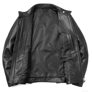 Custom Men's Casual <b>Leather</b> <b>Jacket</b> Real Genuine Soft Touch Sheepskin Biker Motorcycle Style <b>Leather</b> - Product Image 3