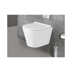 Inodoro suspendido de pared de diseño moderno y resistente, con forma de lupin, 540x370x350mm, de cerámica, para uso comercial en baños. - Product Image 1