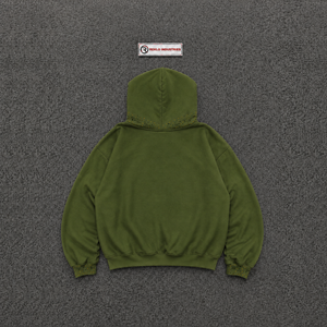 Sweat à capuche zippé vert pour homme, avec patch brodé motif dessin animé, coupe classique, en polaire, décontracté, pour l'automne, vêtement d'extérieur urbain, manches longues - Product Image 6
