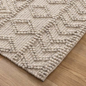 Tapis Kilim en Laine Tissée Beige à Motif Losanges, Antidérapant, Adapté aux Animaux, Idéal pour Chambre, Salon, Entrée - Product Image 2