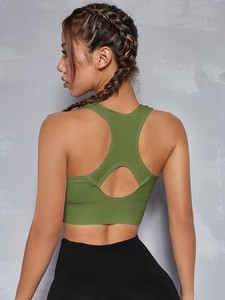 Ladies Open Teardrop Back Fitness Vest Bodyshaping Undergarment Four Way <b>Stretch</b> Aerobics Running Top Zip Up Activewear <b>Bra</b> - Product Image 2