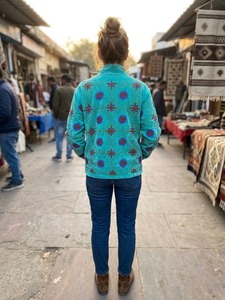 Blouson Bomber en Velours Brodé pour Femme, Col Montant, Manches Longues, Motif Uni, Vêtement d'Automne, Rembourrage en Soie Écologique, Élégant - Product Image 2