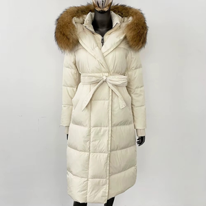Abrigo Largo de Invierno para Mujer, Relleno de Algodón, Transpirable, con Capucha y Cuello Desmontable, Cinturón, Casual, Elegante, de Forro Polar Suave - Product Image 2