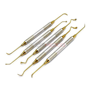 Kit chirurgical et de restauration dentaire manuel haut de gamme en acier inoxydable allemand plaqué or, 6 pièces, pour composites - Product Image 5