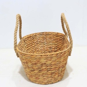 Water Hyacinth Rustic Oval <b>Basket</b> with <b>Jute</b> Rope Handles Eco-Friendly and Durable for Storage - Product Image 2
