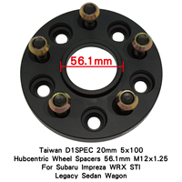 Taiwan D1SPEC 20mm 5x100 Entretoises en alliage d'aluminium anodisé dur, centrées sur le moyeu, 56.1mm M12x1.25 Impreza WRX STI Legacy Nouveau