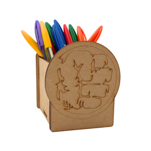 MDF Pen Holder Cup <b>Creative</b> Stationery Owl Shape Crafts Natural Cork Pen Holder Customizable Fine Grain Square Pen Holder - Product Image 6