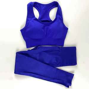Ensemble de vêtements de sport personnalisés avec logo, pantalon de yoga, leggings, soutien-gorge de sport, ensemble de yoga sans couture pour femmes, ensembles de fitness pour adultes - Product Image 1