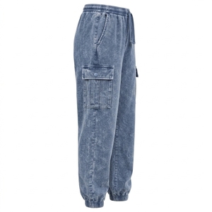 Pantalones de chándal de algodón con efecto desgastado para mujer al por mayor, estilo urbano holgado para invierno - Product Image 2