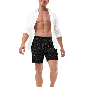 Shorts de sport en mesh pour homme, noirs, personnalisés, avec motif Halloween, imprimé fantôme et citrouille - Product Image 1