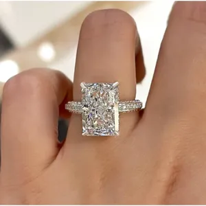 Bague de mariage vintage IGI Lab Grown, diamant taille coussin 6 carats, or blanc 14K plaqué rhodium, E F VVS2 - Product Image 5