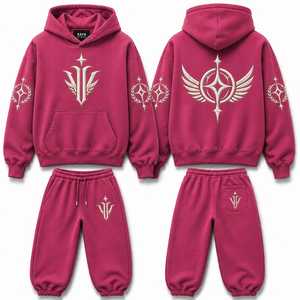 Conjunto de Sudadera con Capucha y Pantalones Deportivos Extra Grandes de Primera Calidad, Sudadera con Capucha Bordada Personalizada de Gran Peso - Product Image 1