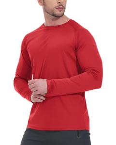 Camiseta Deportiva de Manga Larga Roja para Hombre, de Secado Rápido, Transpirable, para Entrenamiento Atlético, Ligera, para Gimnasio, Running y Deportes - Product Image 2