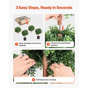 Set di 2 Sfere di Bosso Artificiale da 36 Pollici, Facile da Montare, Albero in Seta Sintetica Realistico per Decorazioni Domestiche - Product Image 4