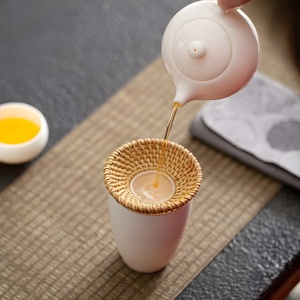 Traditional Fine Mesh Strainer <b>Tea</b> <b>Infuser</b> Filter <b>Tea</b> Making Leak Rattan Colander With Long Handle - Product Image 5