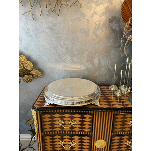 Support à gâteau en laiton couleur argent pour mariages, forme ronde, présentoir à gâteau et support à pâtisserie poli miroir - Product Image 5