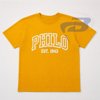 T-shirt de la sororité Philo Affiliates, design avec lettres grecques, pour membres de la sororité, jaune et blanc, 100% coton respirant