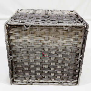 Modern Gray Rectangle Woven Paper Storage <b>Baskets</b> Set 2-Pack Space-Saving Organizer Bins Handles Bathroom Bedroom Home - Product Image 4