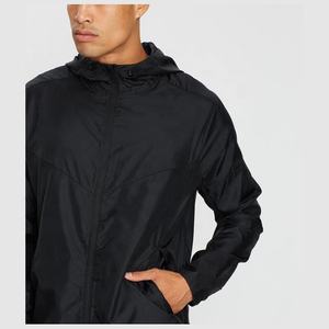 Vestes de sport décontractées pour hommes, en polyester noir personnalisé, vestes à capuche pour hommes, manteaux coupe-vent - Product Image 5