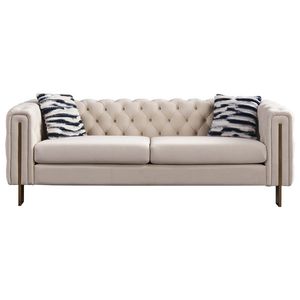 Divano Chesterfield Moderno Trapuntato in Velluto Crema 84,25 W per Soggiorno - Product Image 3